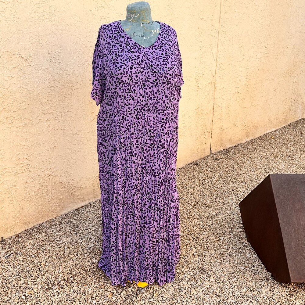 WOMAN WITHIN purple lavender floral print rayon maxi dress 42/44 6X